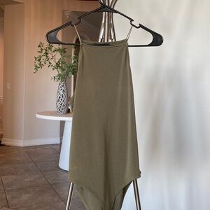 Olive green halter neck bodysuit